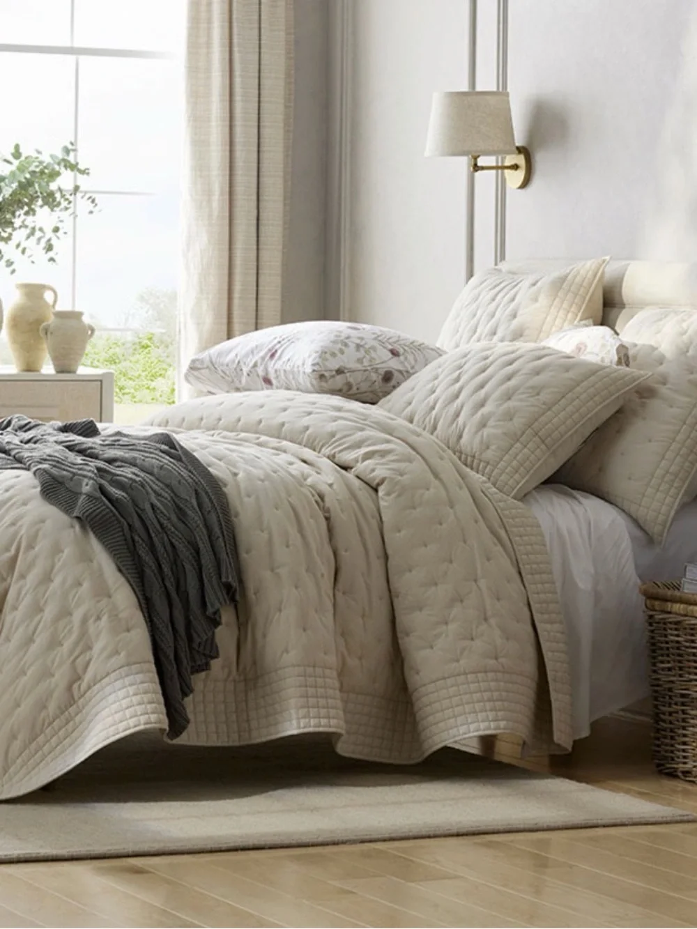 Company Cotton Pintuck Quilt - Oatmeal